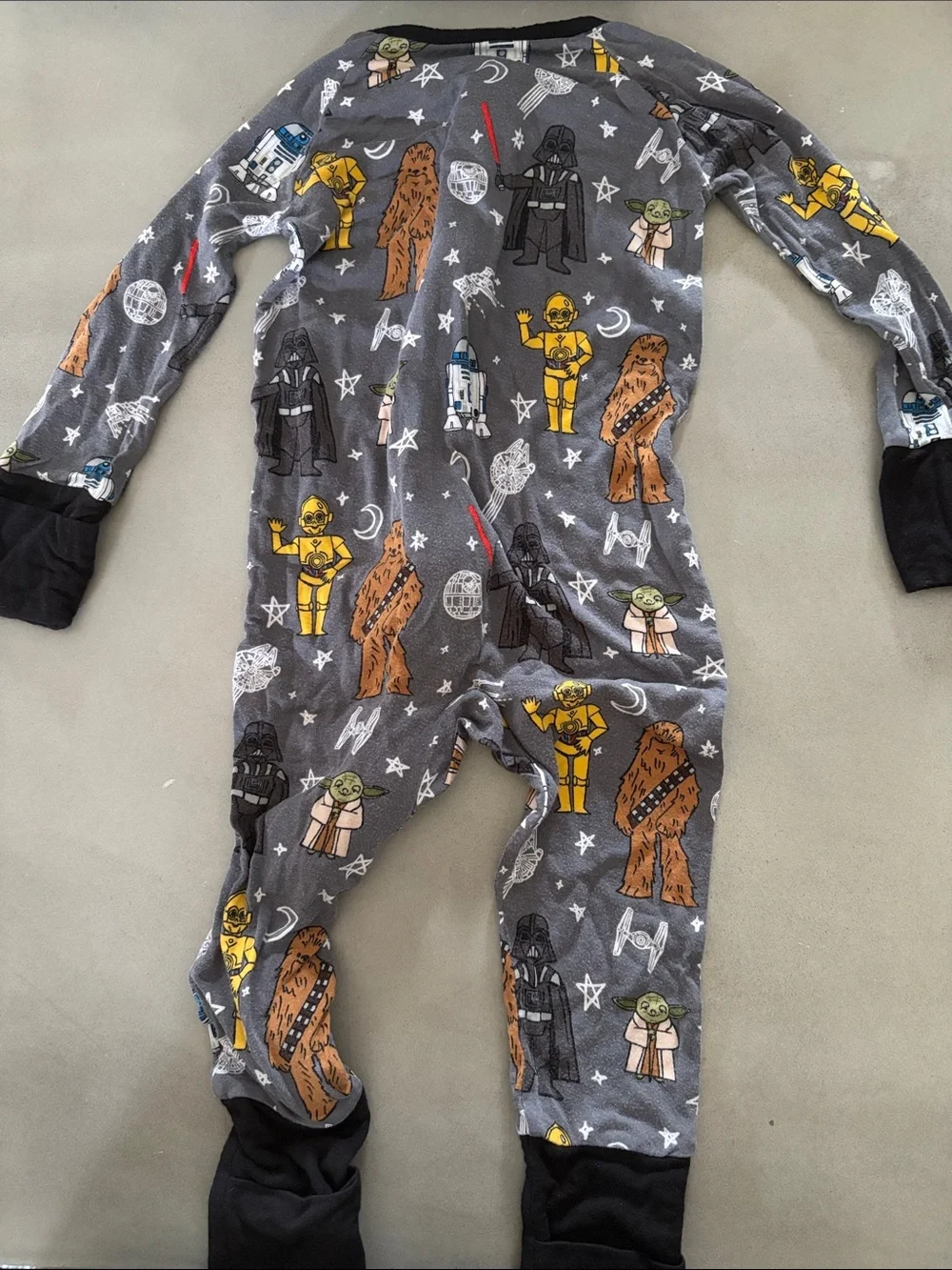 Little Sleepies Gray Star Wars Footed One-Piece Pajama with Black Trim